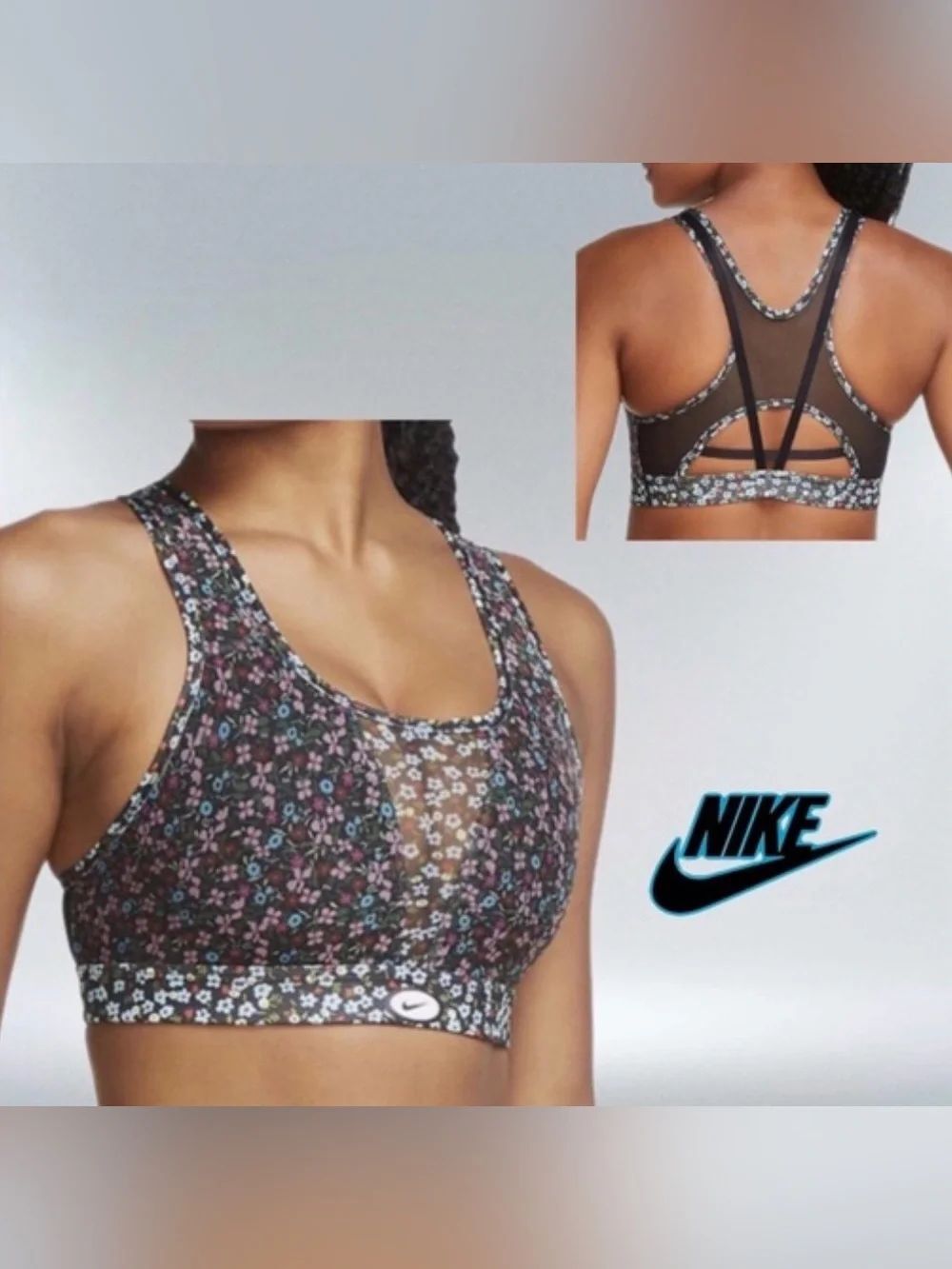 Nike Floral Sports Bra With Mesh Inserts Size M